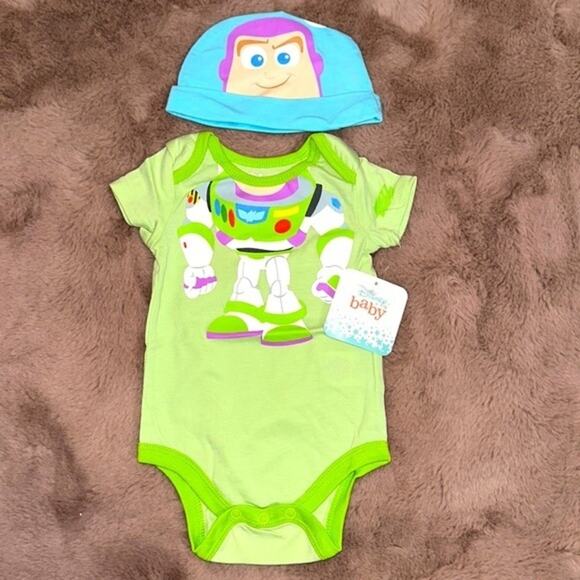 Disney Baby Toy Story Buzz Outfit Bodysuit and Cap Set Size 6 months.  NWT - Picture 1 of 2